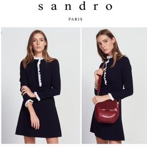 Sandro Navy long sleeve dress